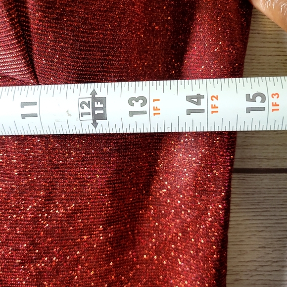 City Triangles Womens Mini Dress Red Size 13 Glittered Cutout Back Slit Holiday - Picture 4 of 9